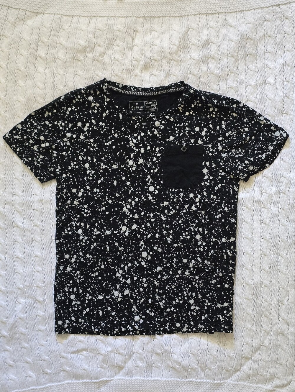 Public Record Black Splatter Short Sleeve Crew Tee - Size 10/12